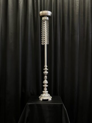 1 Tier Silver Floral Stand With Crystal