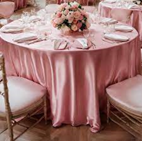 satin table cloth available in 120" round table cloth and 156" x 90" rectangle table cloth available in variety of colors used for types for your event wedding birthday ceremony party anniversary, available for rental, rent buy or sale